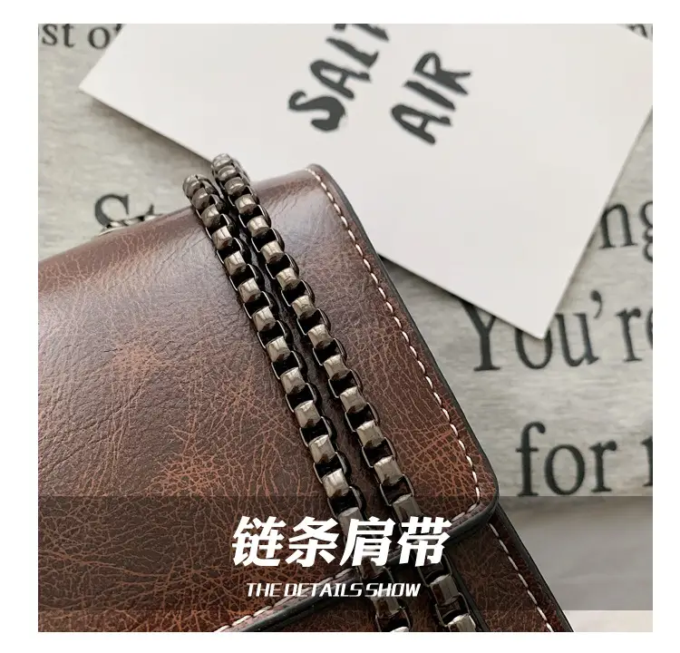 Women's Retro Chain Messenger Bag Small Square Shoulder — feature 6