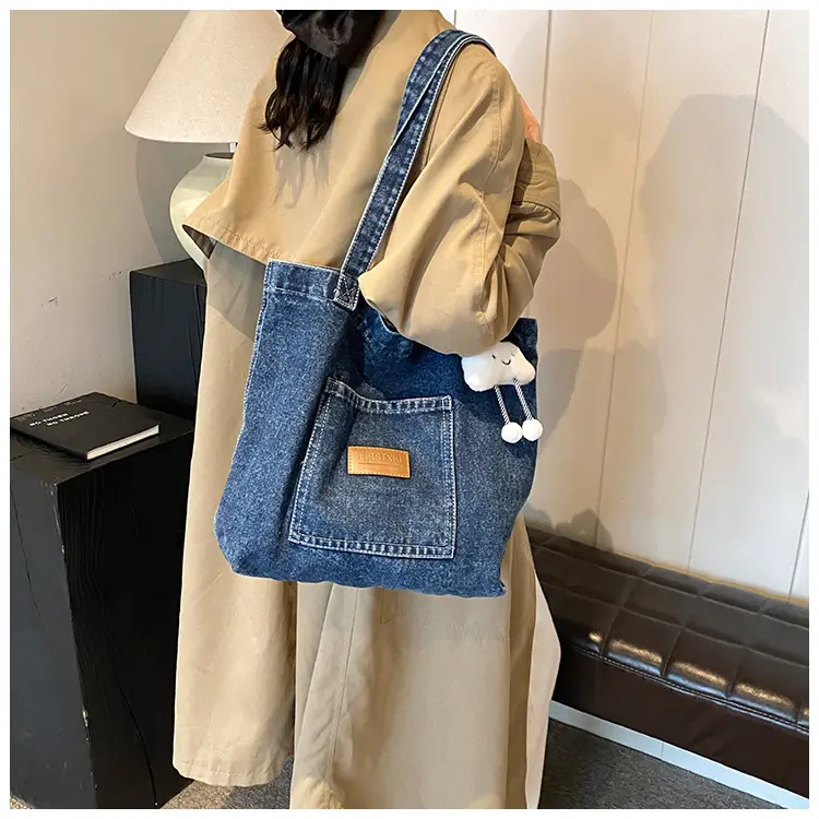 Women Denim Tote Bag with Cloud Decor 2024 — feature 13