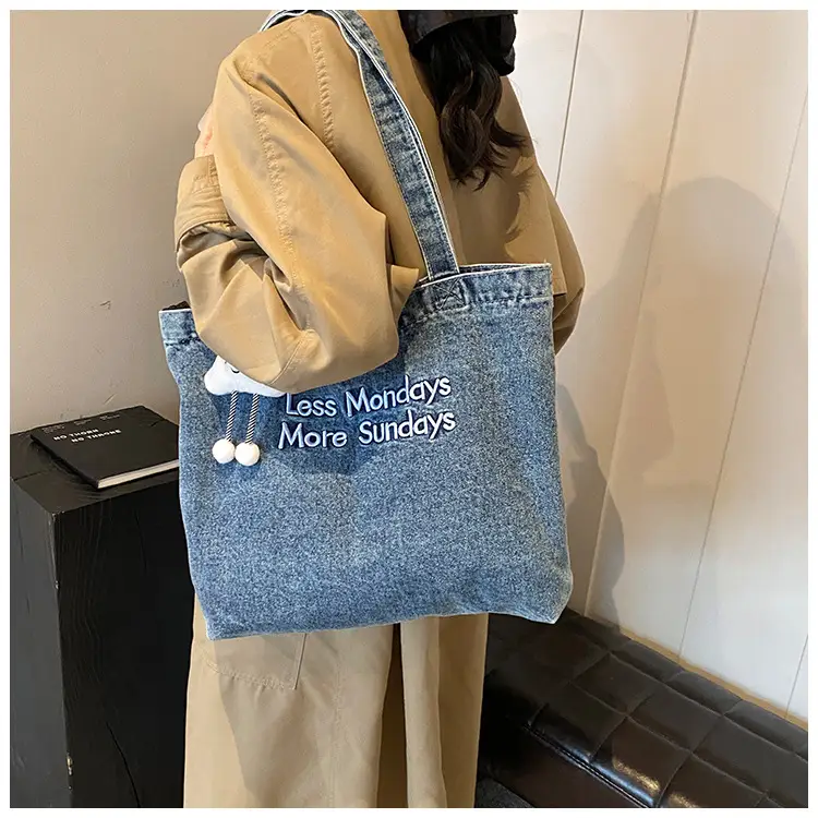 Women Denim Tote Bag with Cloud Decor 2024 — feature 14