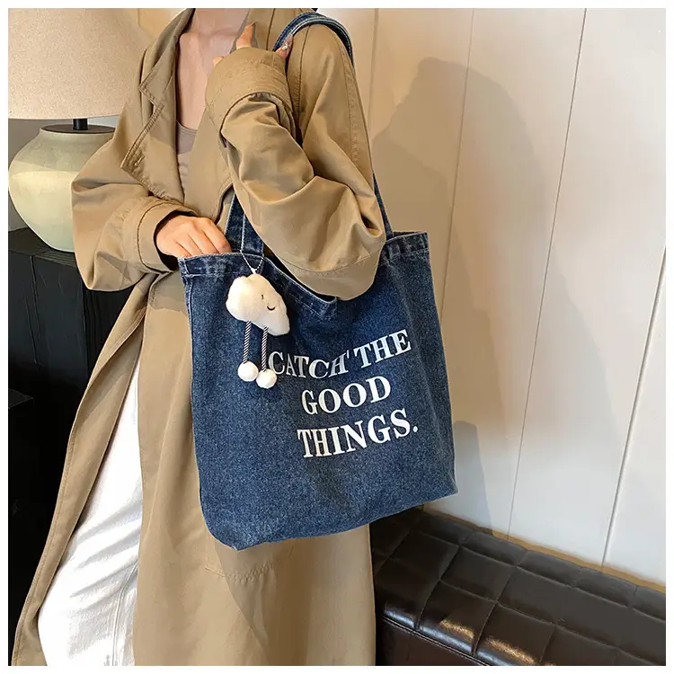 Women Denim Tote Bag with Cloud Decor 2024 — feature 16