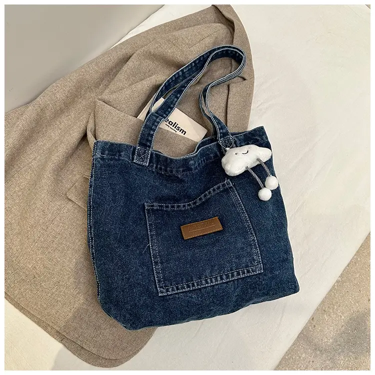 Women Denim Tote Bag with Cloud Decor 2024 — feature 22