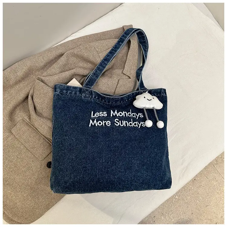 Women Denim Tote Bag with Cloud Decor 2024 — feature 23