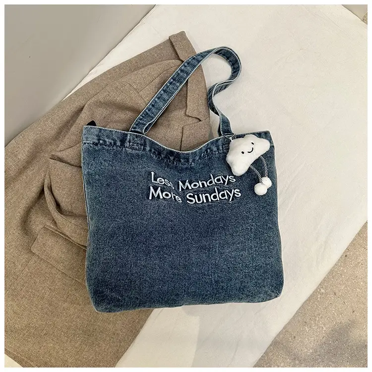 Women Denim Tote Bag with Cloud Decor 2024 — feature 24