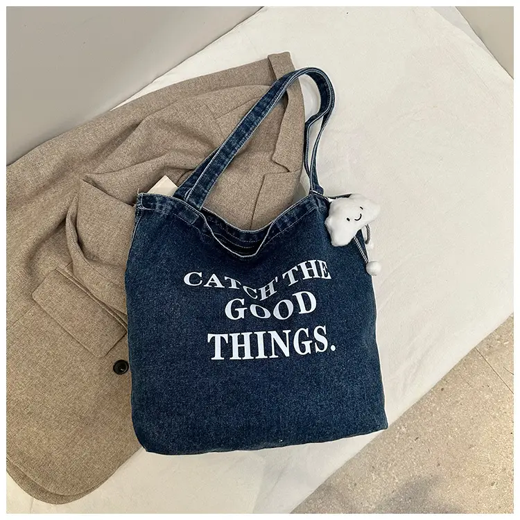 Women Denim Tote Bag with Cloud Decor 2024 — feature 25