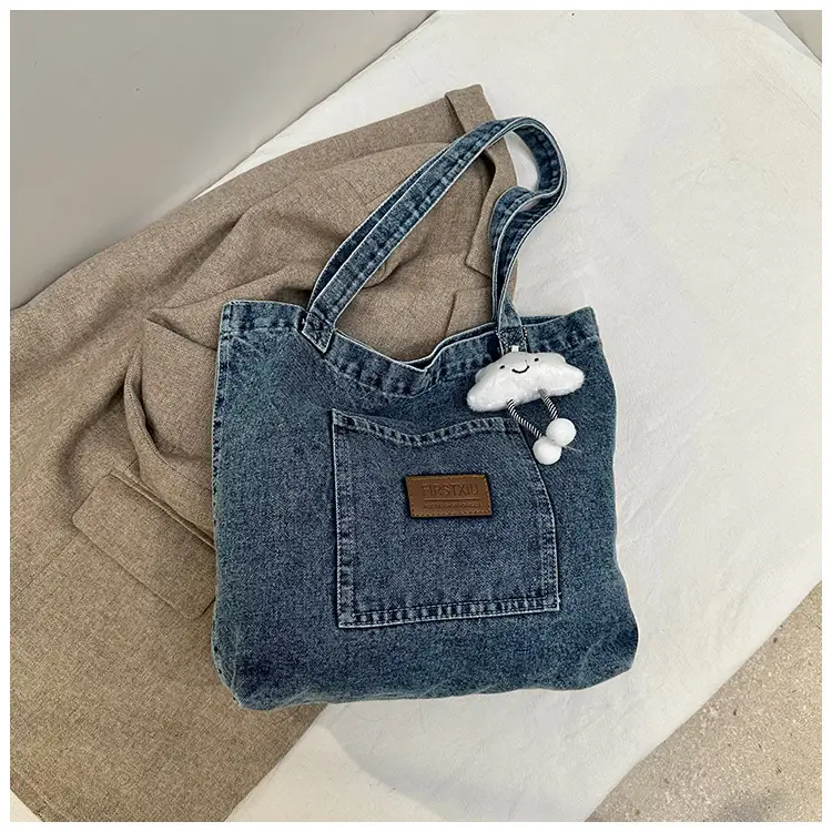 Women Denim Tote Bag with Cloud Decor 2024 — feature 26