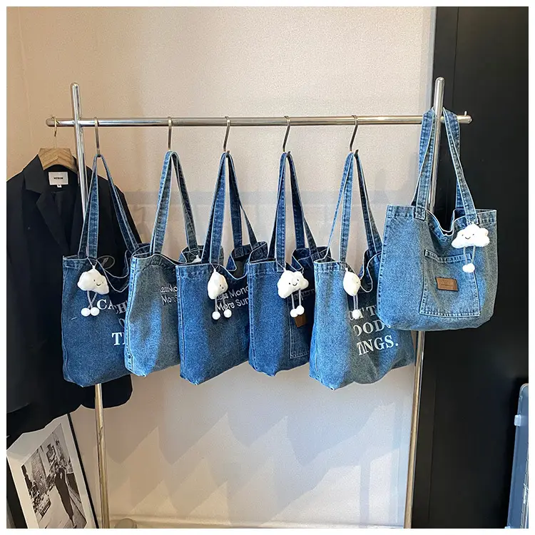 Women Denim Tote Bag with Cloud Decor 2024 — feature 28