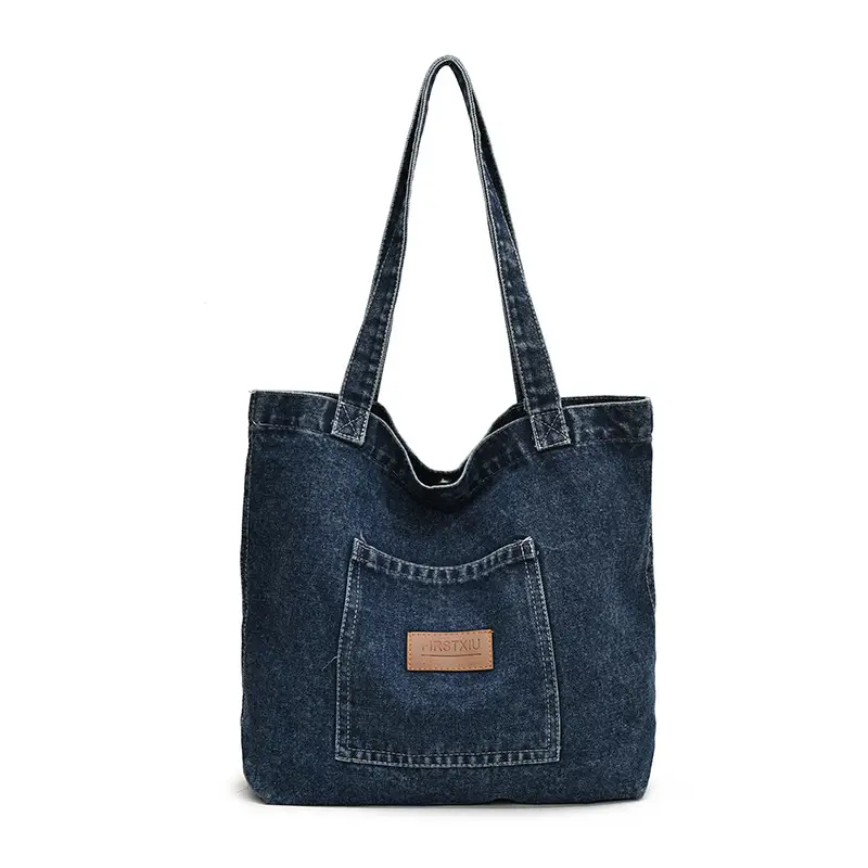 Women Denim Tote Bag with Cloud Decor 2024 - Image 7