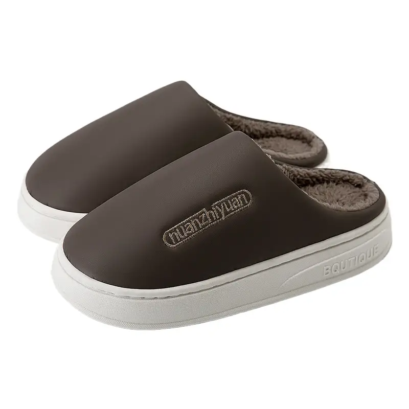 Nanbo Wan waterproof cotton slippers women's winter indoor home simple warm fleece-lined lovers Baotou slippers men's wholesale