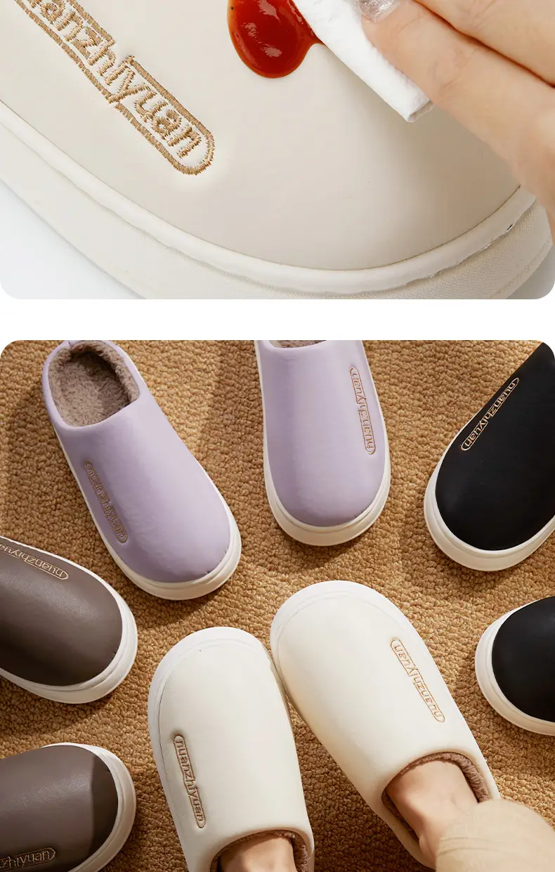 Nanbo Wan waterproof cotton slippers women's winter indoor home simple warm fleece-lined lovers Baotou slippers men's wholesale — feature 8