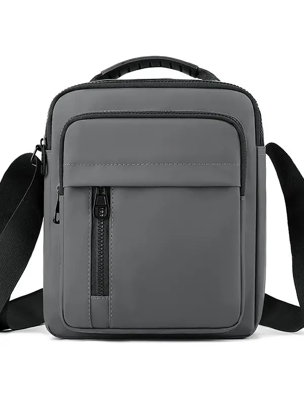 Men's Grey Nylon Shoulder Bag 2024 Winter Casual - Image 6