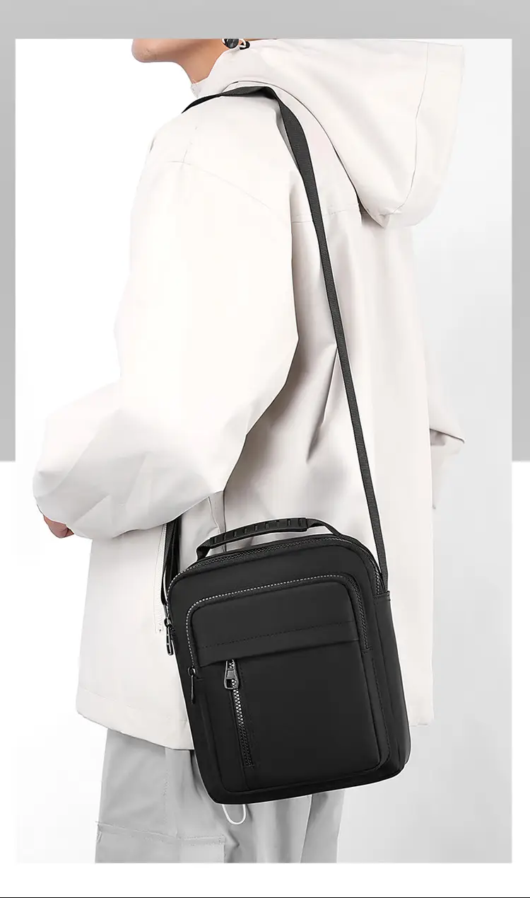 Men's Grey Nylon Shoulder Bag 2024 Winter Casual — feature 10