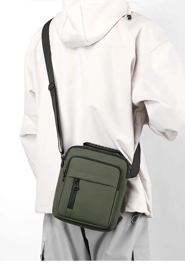 Men's Grey Nylon Shoulder Bag 2024 Winter Casual — feature 12