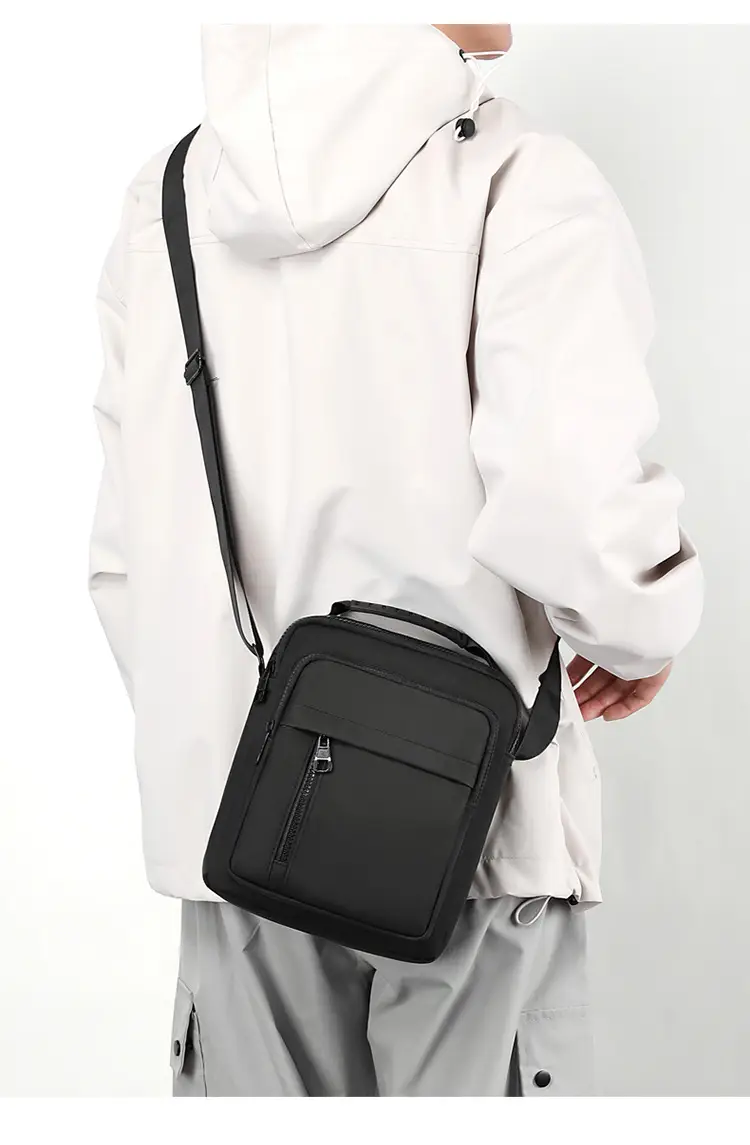 Men's Grey Nylon Shoulder Bag 2024 Winter Casual — feature 18