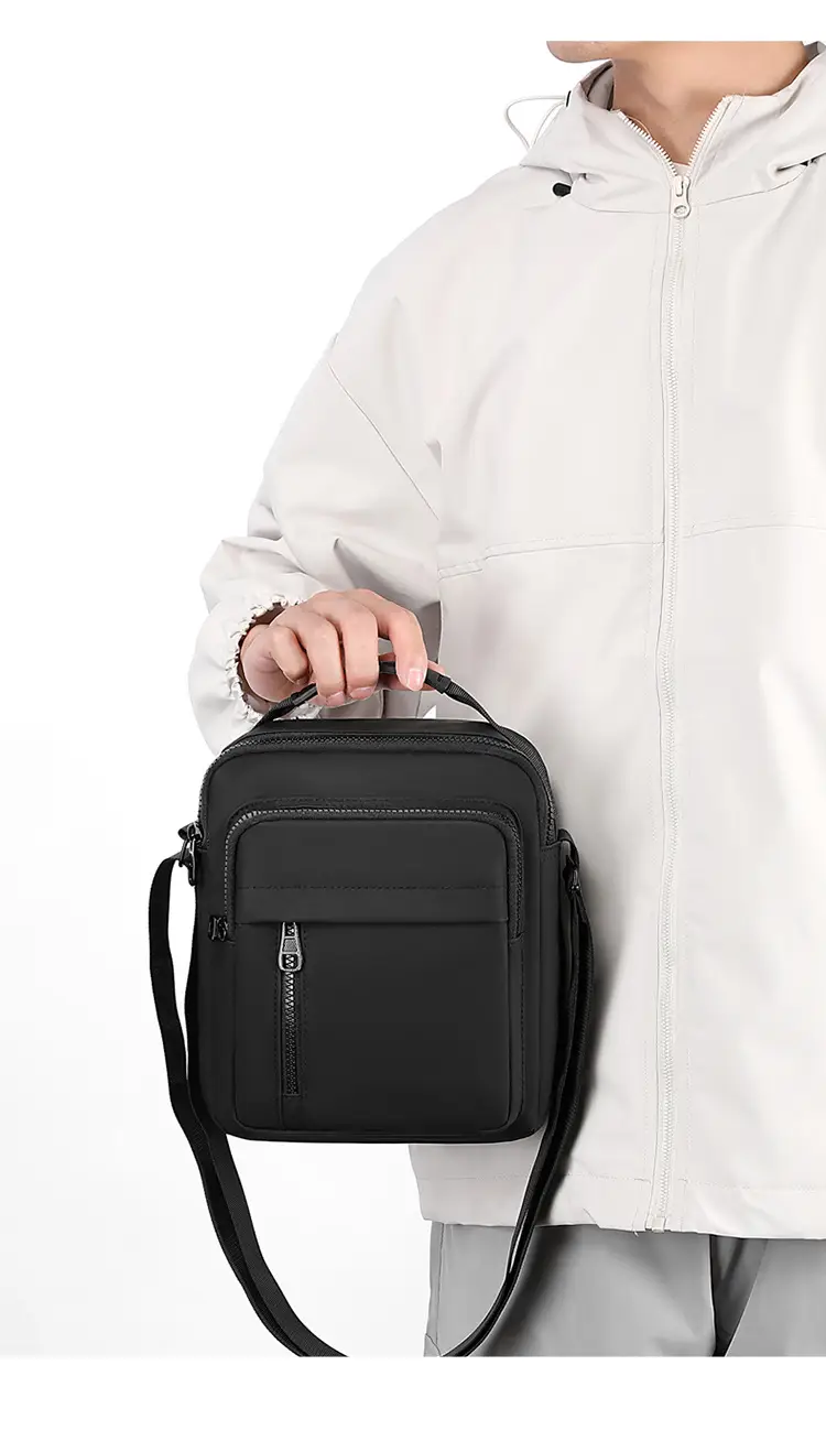 Men's Grey Nylon Shoulder Bag 2024 Winter Casual — feature 19
