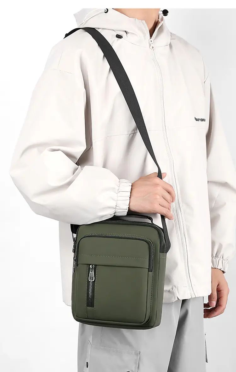 Men's Grey Nylon Shoulder Bag 2024 Winter Casual — feature 20