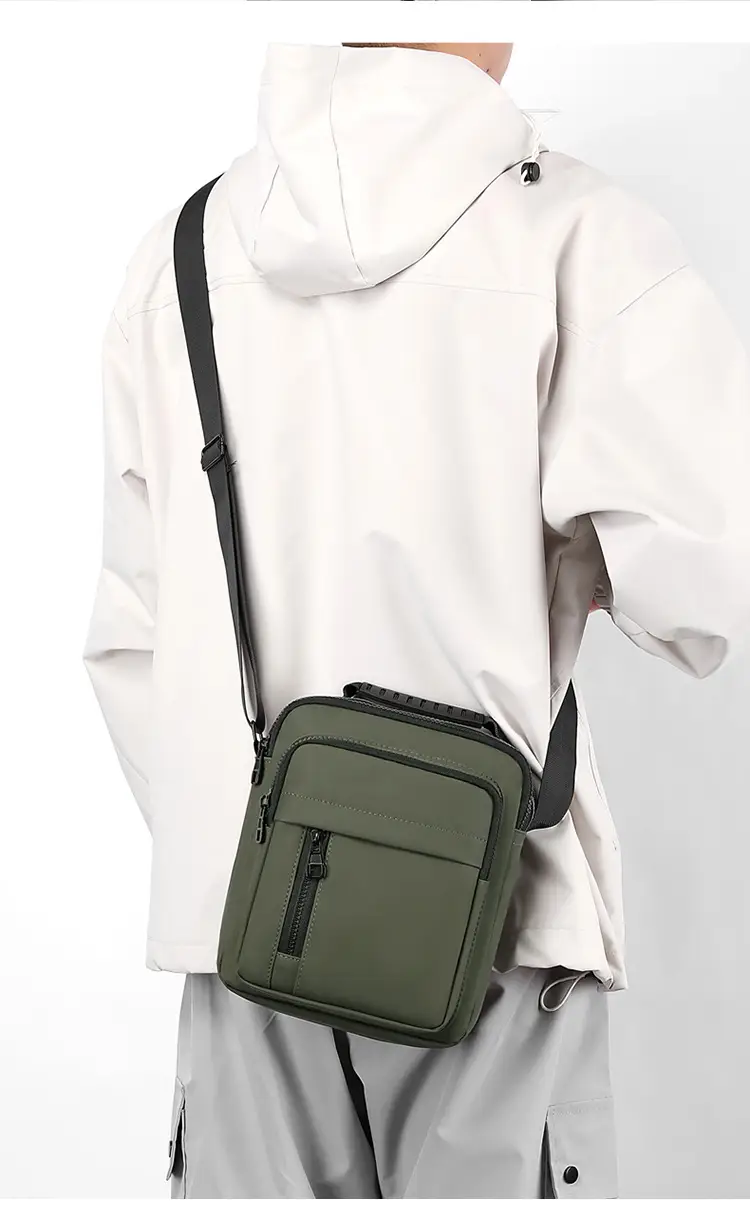 Men's Grey Nylon Shoulder Bag 2024 Winter Casual — feature 21