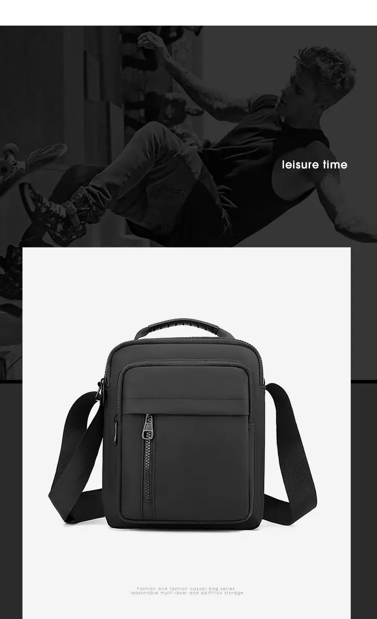 Men's Grey Nylon Shoulder Bag 2024 Winter Casual — feature 22