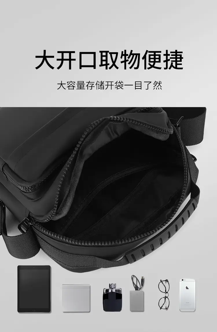 Men's Grey Nylon Shoulder Bag 2024 Winter Casual — feature 9