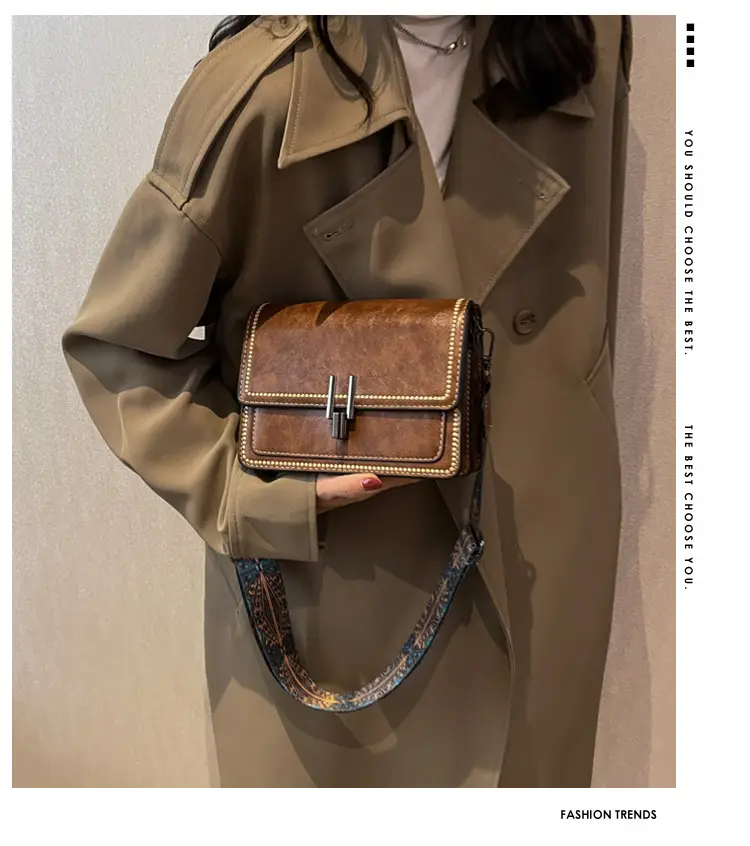 Vintage Brown Leather Shoulder Messenger Bag for Women — feature 2