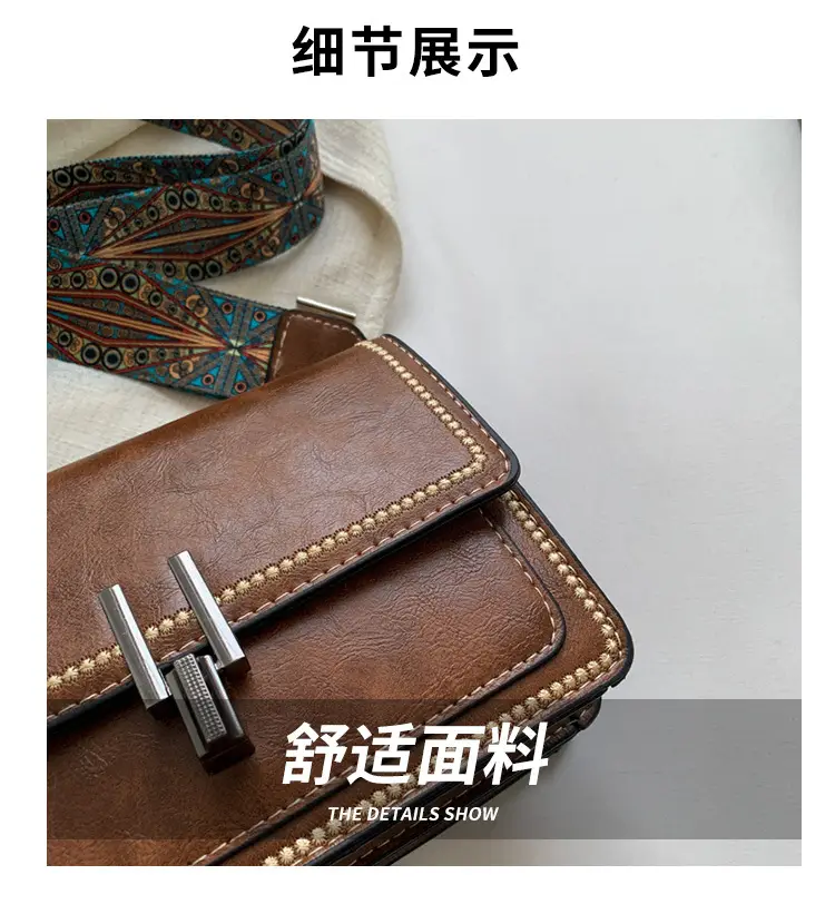 Vintage Brown Leather Shoulder Messenger Bag for Women — feature 4