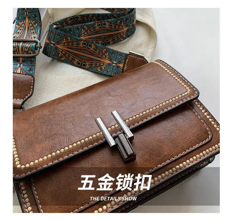 Vintage Brown Leather Shoulder Messenger Bag for Women — feature 6