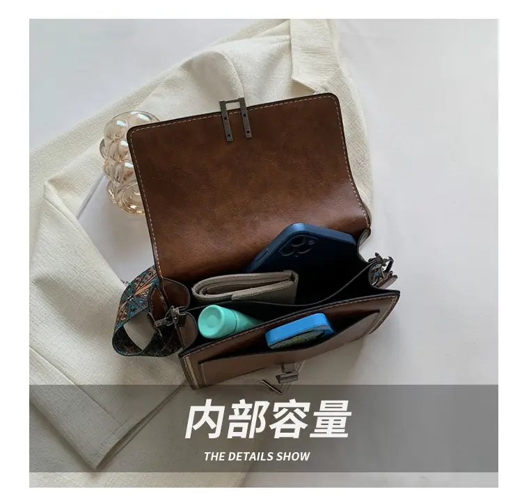 Vintage Brown Leather Shoulder Messenger Bag for Women — feature 8
