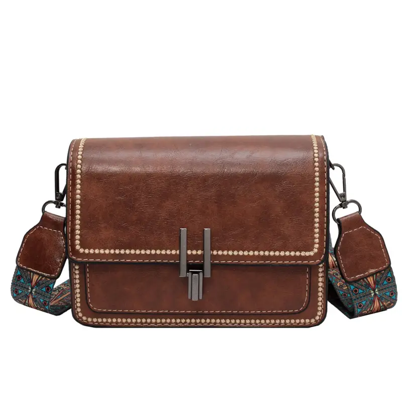 Vintage Brown Leather Shoulder Messenger Bag for Women - Image 2