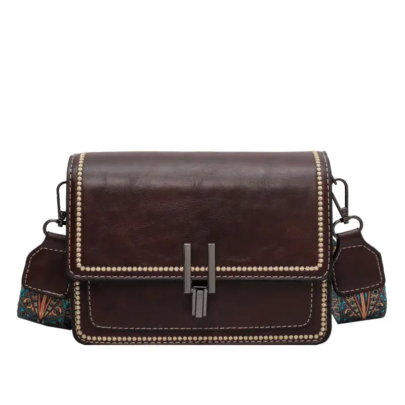 Vintage Brown Leather Shoulder Messenger Bag for Women - Image 3