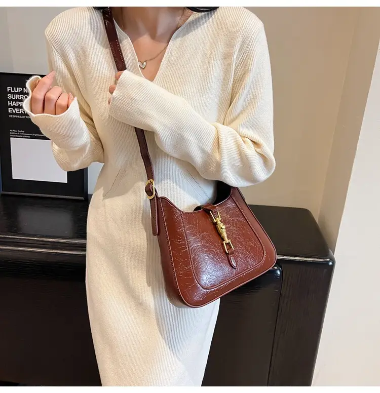 Tom Ford Brown Leather Shoulder Bag for Women — feature 32
