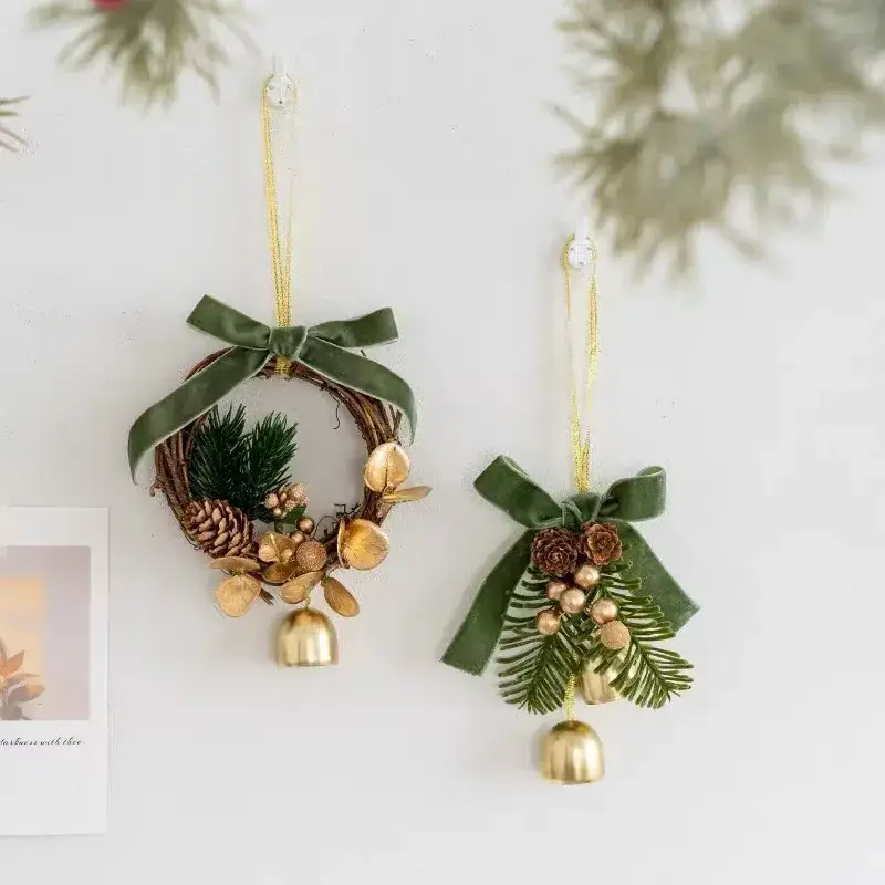 Christmas Bell Pendant with Velvet Bow Decor — feature 2