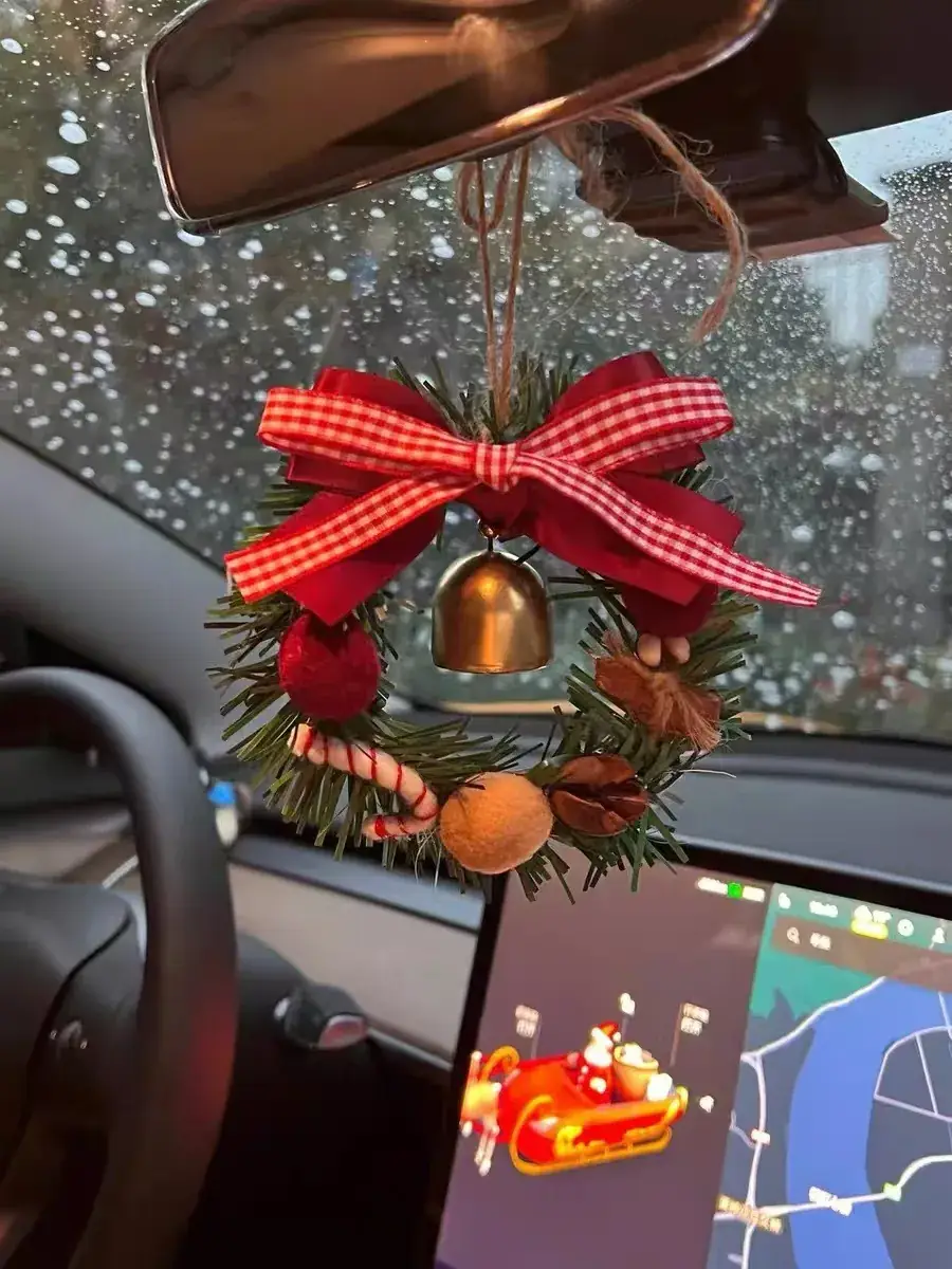 Christmas Bell Pendant with Velvet Bow Decor — feature 3