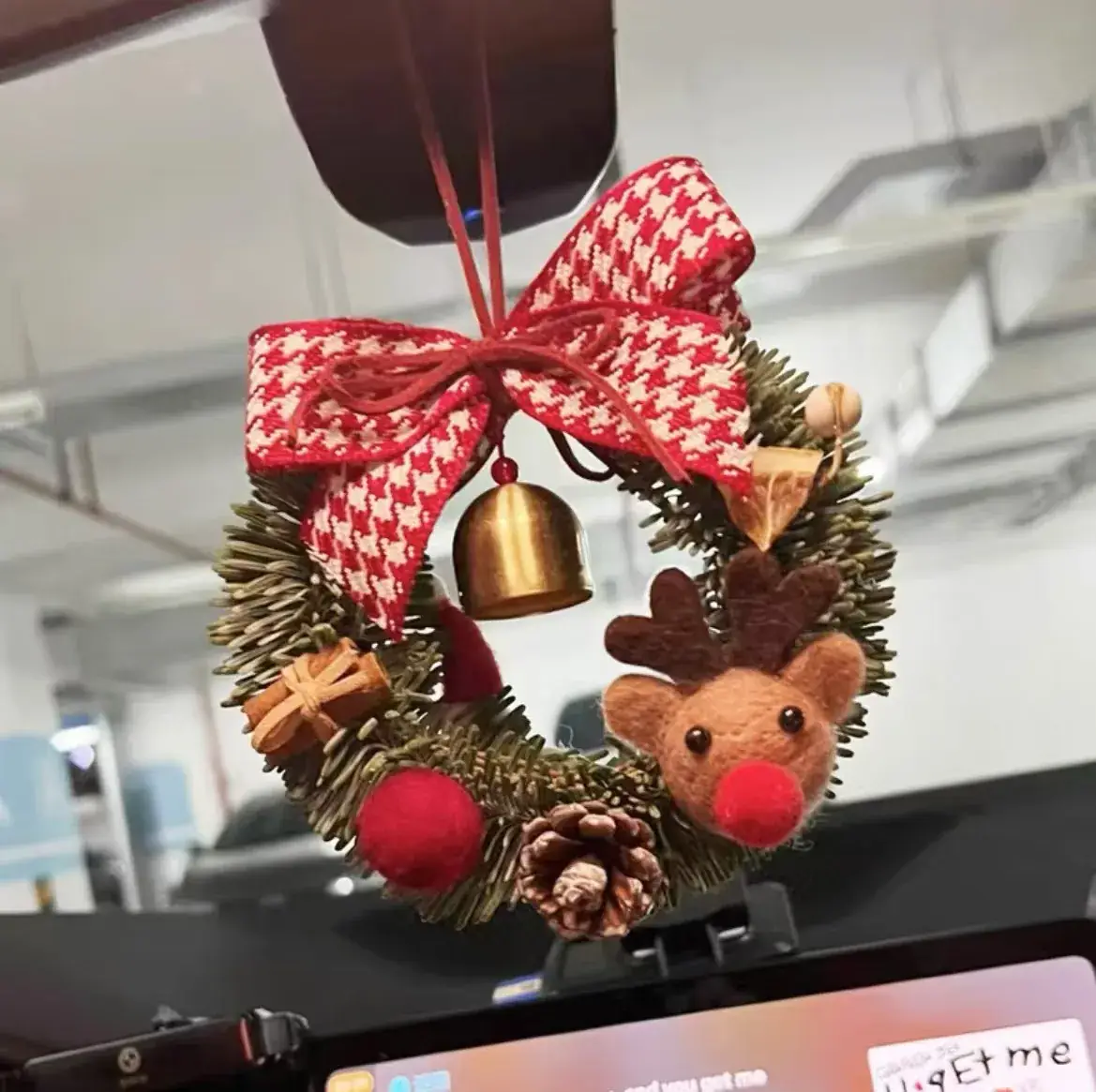 Christmas Bell Pendant with Velvet Bow Decor — feature 7