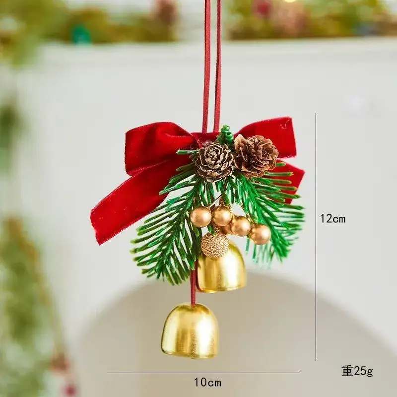 Christmas Bell Pendant with Velvet Bow Decor