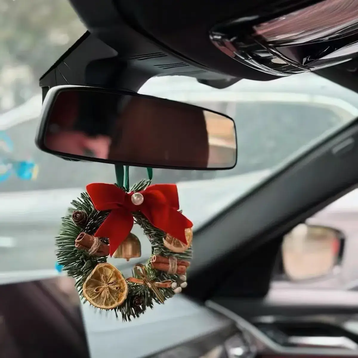 Christmas Bell Pendant with Velvet Bow Decor