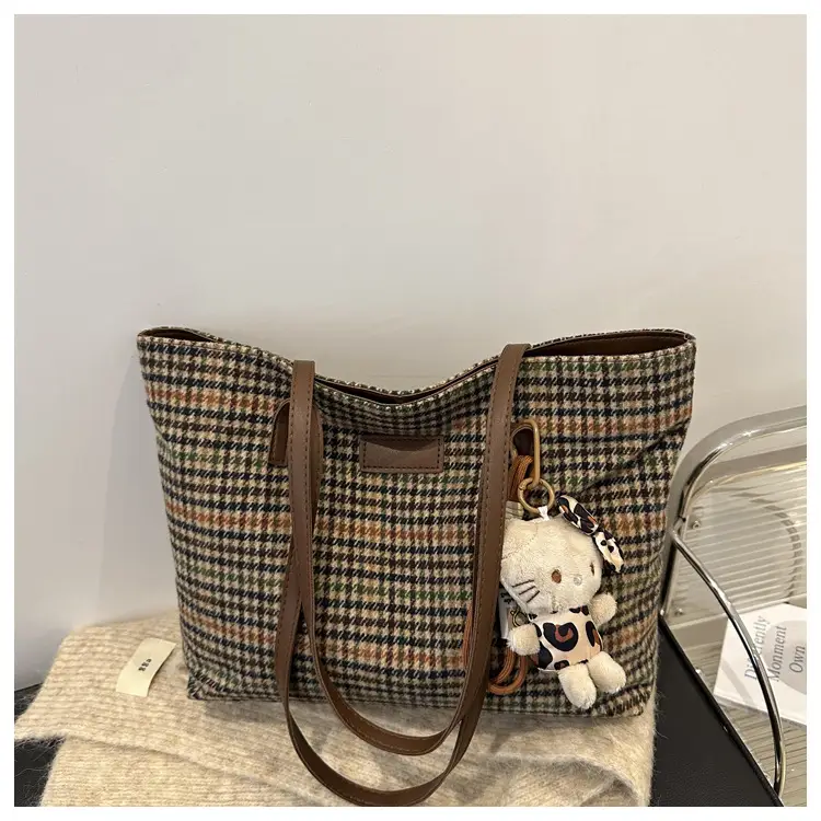 Korean Style Plaid Shoulder Bag for Women - Image 3