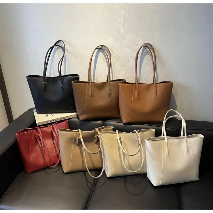 Women's Large Capacity Tan Leather Tote Bag — feature 1