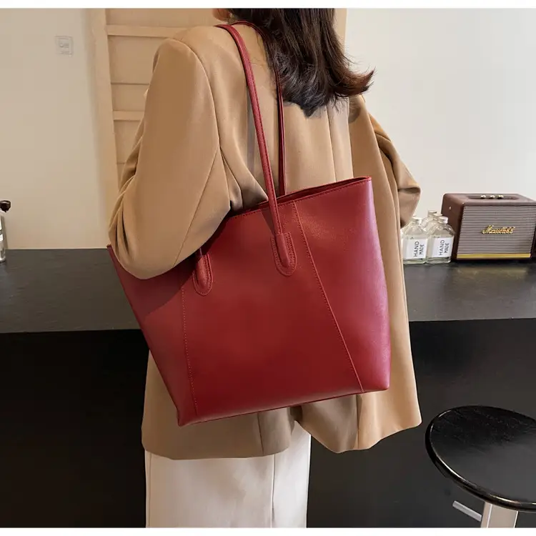 Women's Large Capacity Tan Leather Tote Bag — feature 23
