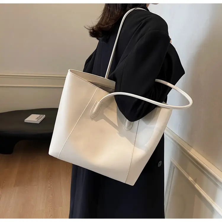 Women's Large Capacity Tan Leather Tote Bag — feature 39