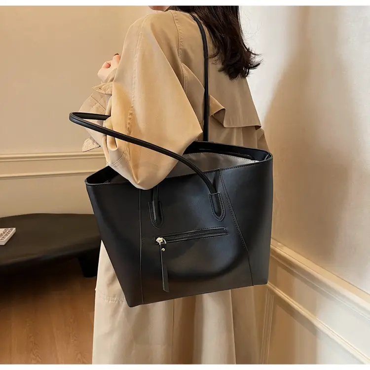 Women's Large Capacity Tan Leather Tote Bag — feature 41
