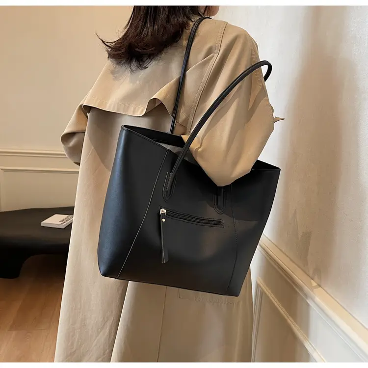 Women's Large Capacity Tan Leather Tote Bag — feature 43