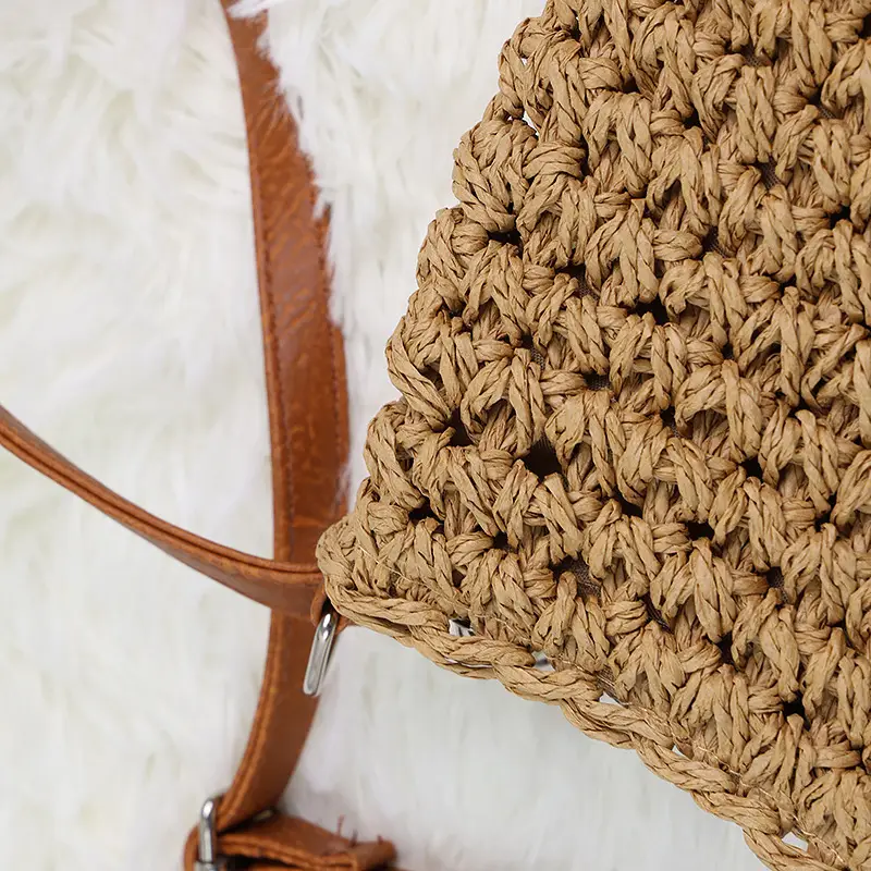 Japanese Straw Shoulder Bag Zipper Mori Handmade — feature 12