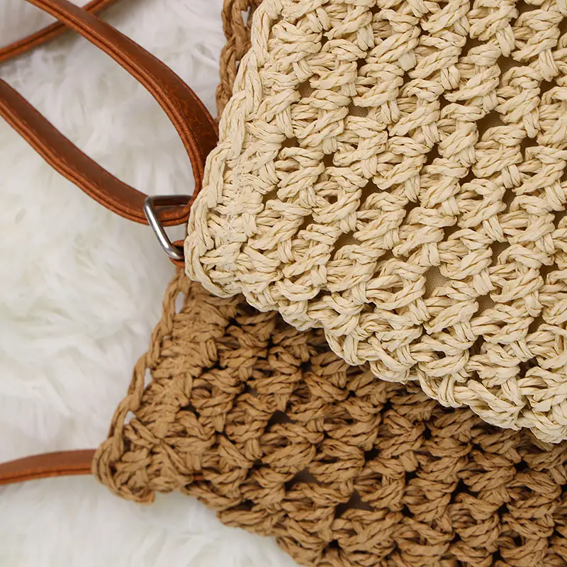 Japanese Straw Shoulder Bag Zipper Mori Handmade — feature 13
