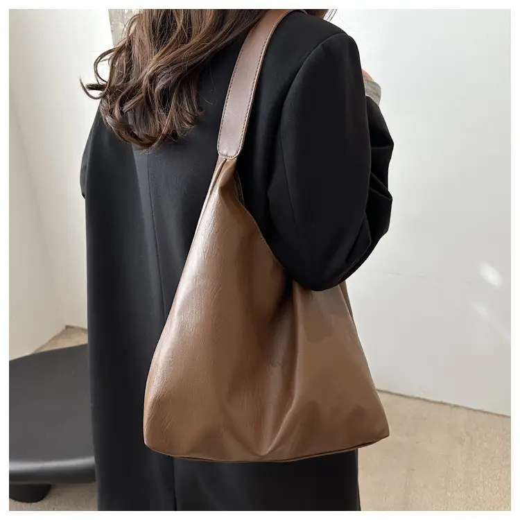 Women Vintage Brown Leather Shoulder Bag 2024 - Image 5