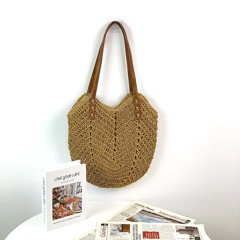 Woven Straw Shoulder Bag for Women Beach Travel - Image 6
