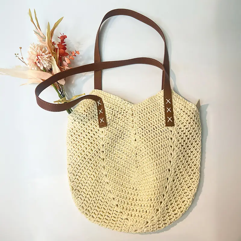 Woven Straw Shoulder Bag for Women Beach Travel - Image 7