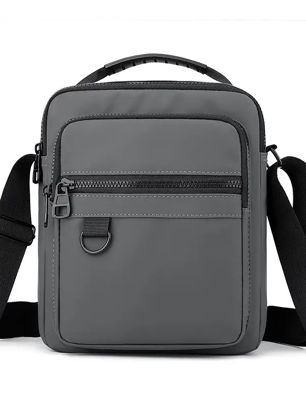 Men's Grey Nylon Shoulder Crossbody Bag 2024 Winter - Image 7
