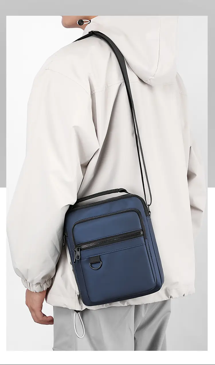 Men's Grey Nylon Shoulder Crossbody Bag 2024 Winter — feature 10