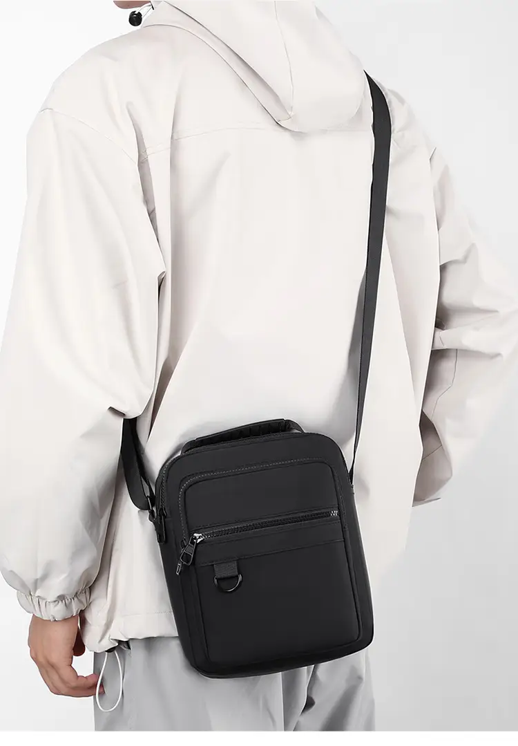 Men's Grey Nylon Shoulder Crossbody Bag 2024 Winter — feature 12