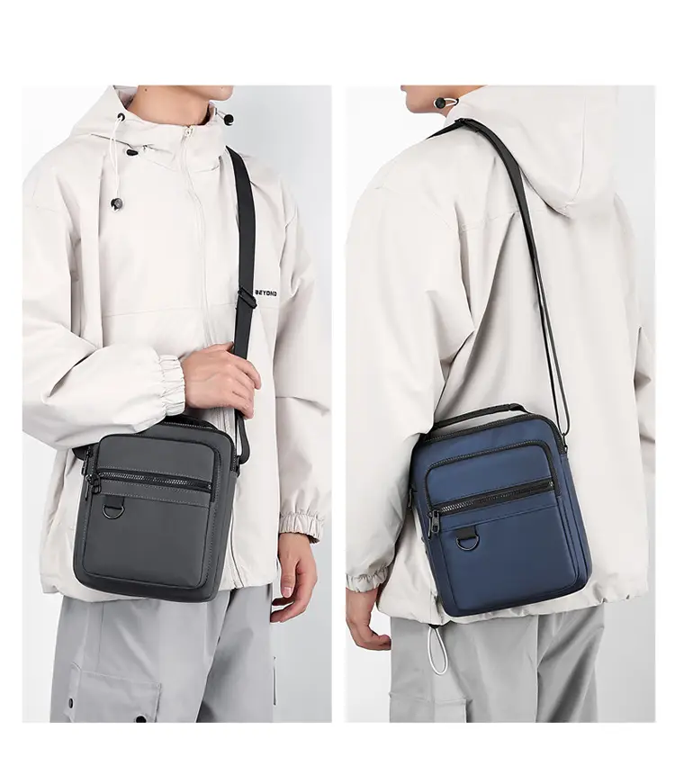 Men's Grey Nylon Shoulder Crossbody Bag 2024 Winter — feature 16