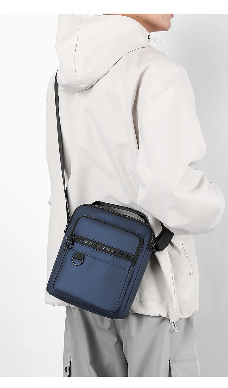 Men's Grey Nylon Shoulder Crossbody Bag 2024 Winter — feature 17